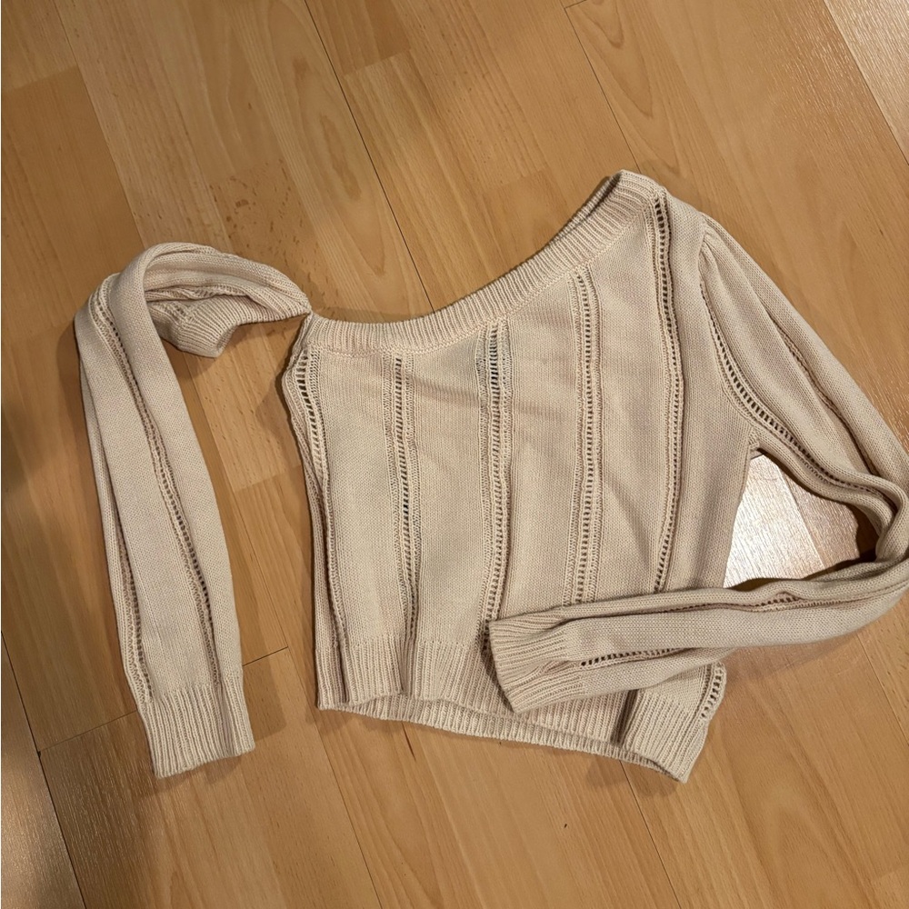 Forever 21 Cream Off-Shoulder Knit Sweater